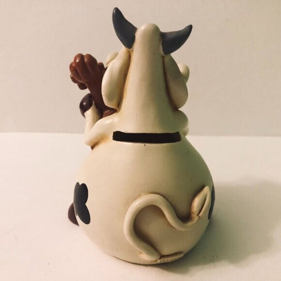 Vintage Paolo Chiari Cow Bull Playing Cello Coin Bank  Figurine 5 Inch Tall - Picture 8 of 16